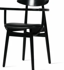 Chaise avec accoudoirs en hêtre et vinyle noir Teo - Vincent Sheppard