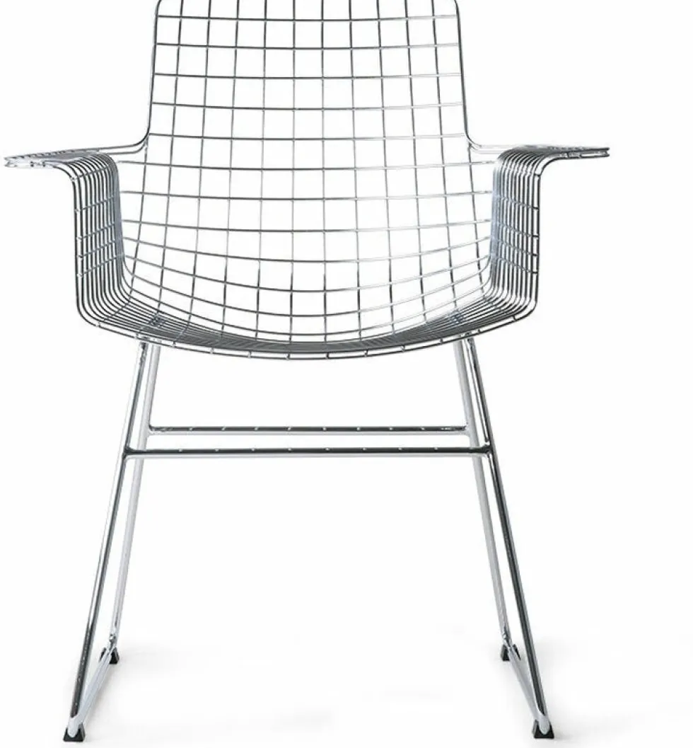 Chaise avec accoudoirs en métal chromé Wire - HKliving