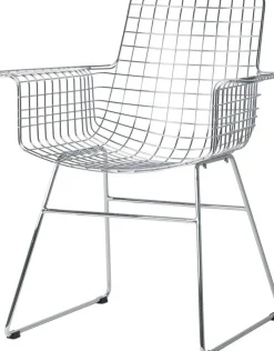 Chaise avec accoudoirs en métal chromé Wire - HKliving