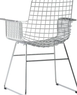 Chaise avec accoudoirs en métal chromé Wire - HKliving