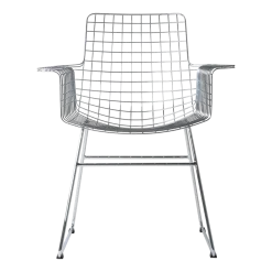 Chaise avec accoudoirs en métal chromé Wire - HKliving