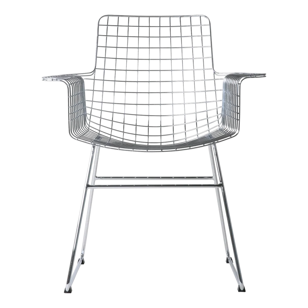 Chaise avec accoudoirs en métal chromé Wire - HKliving