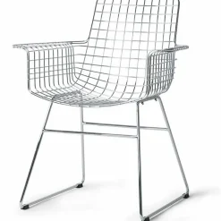 Chaise avec accoudoirs en métal chromé Wire - HKliving