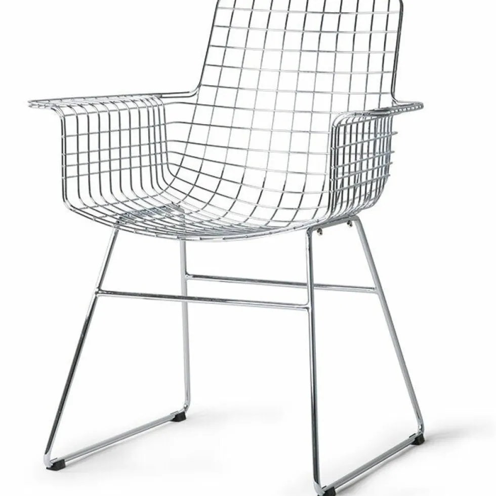 Chaise avec accoudoirs en métal chromé Wire - HKliving