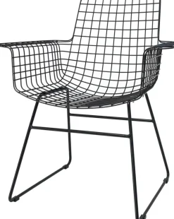 Chaise avec accoudoirs en métal noir Wire - HKliving