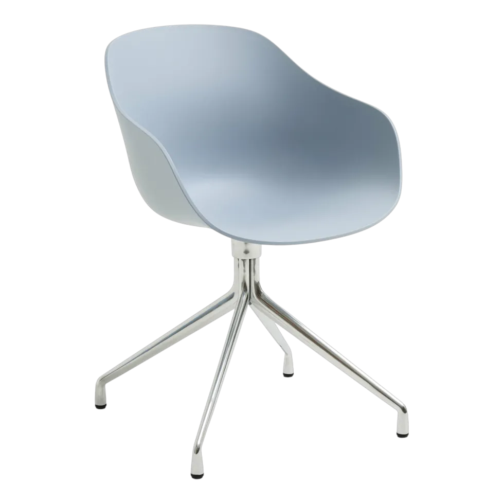 Chaise avec accoudoirs en plastique recyclé bleu ardoise et pieds en aluminium AAC 220 2.0 - HAY