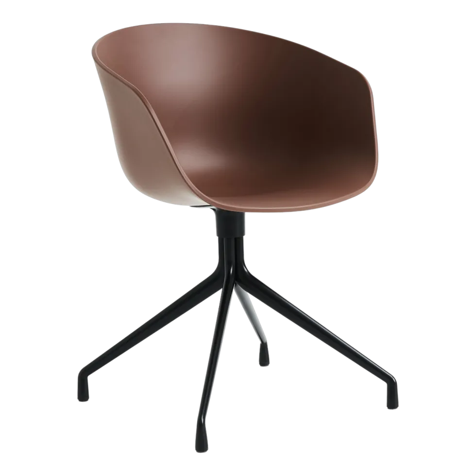 Chaise avec accoudoirs en plastique recyclé brique et pieds en acier noir AAC 20 2.0 - HAY