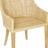 Chaise avec accoudoirs en rotin naturel sur structure Teck 54 x 88 x 56 Saigon - KOK