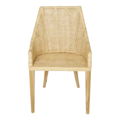 Chaise avec accoudoirs en rotin naturel sur structure Teck 54 x 88 x 56 Saigon - KOK