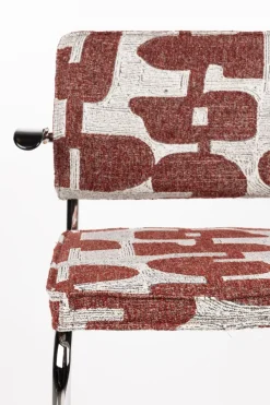 Chaise avec accoudoirs en tissu aux motifs rouge et acier chromé Ridge - Zuiver