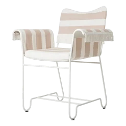 Chaise avec accoudoirs et franges motif rayures Leslie et Limonta Tropique - Gubi