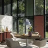 Chaise avec accoudoirs pivotant avec roulettes en tissu beige Fiber - Muuto