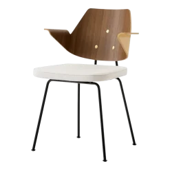 Chaise avec accoudoirs tissu hallingdal 103 et placage de noyer et hêtre 78cm RFH RD7 - &tradition