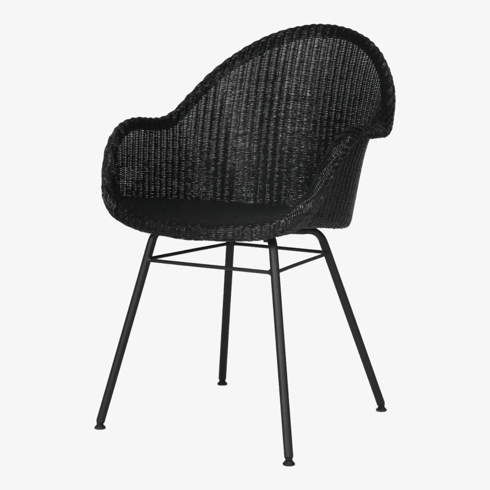Chaise avec accoudoirs tressée noir et métal Avril - Vincent Sheppard