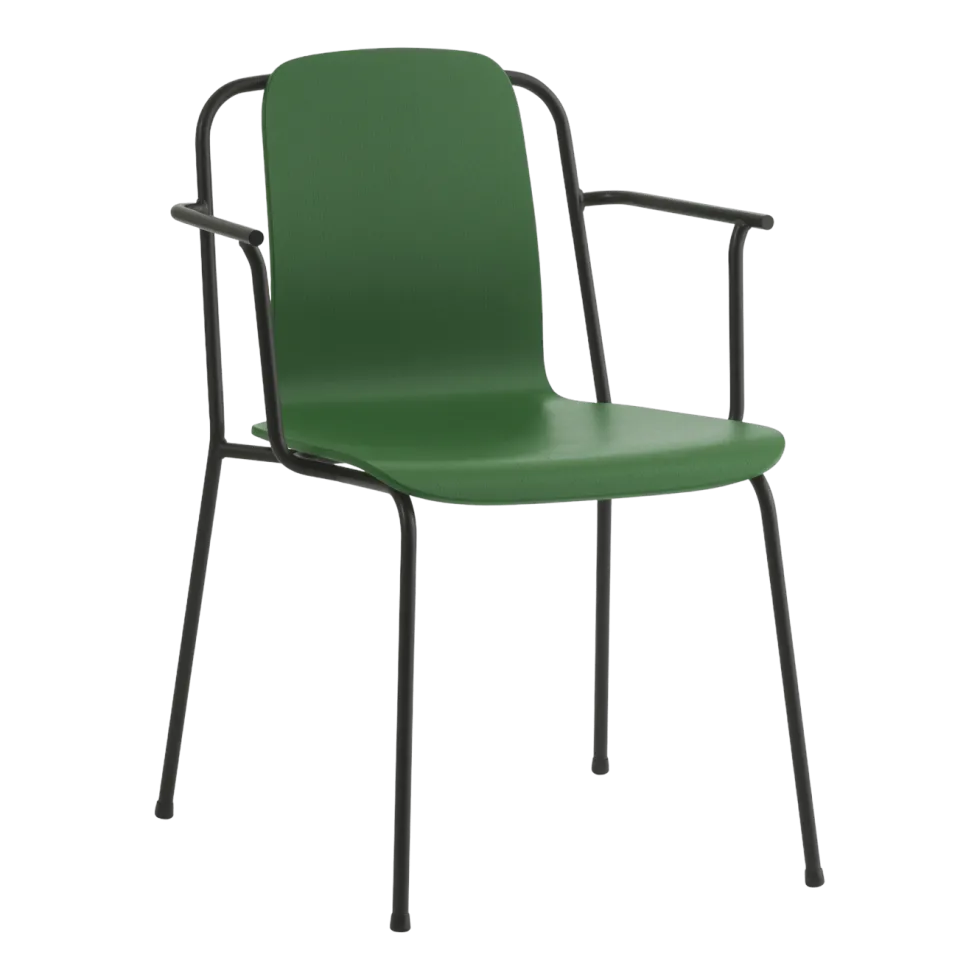 Chaise avec accoudoirs vert structure noire Studio vert - Normann Copenhagen