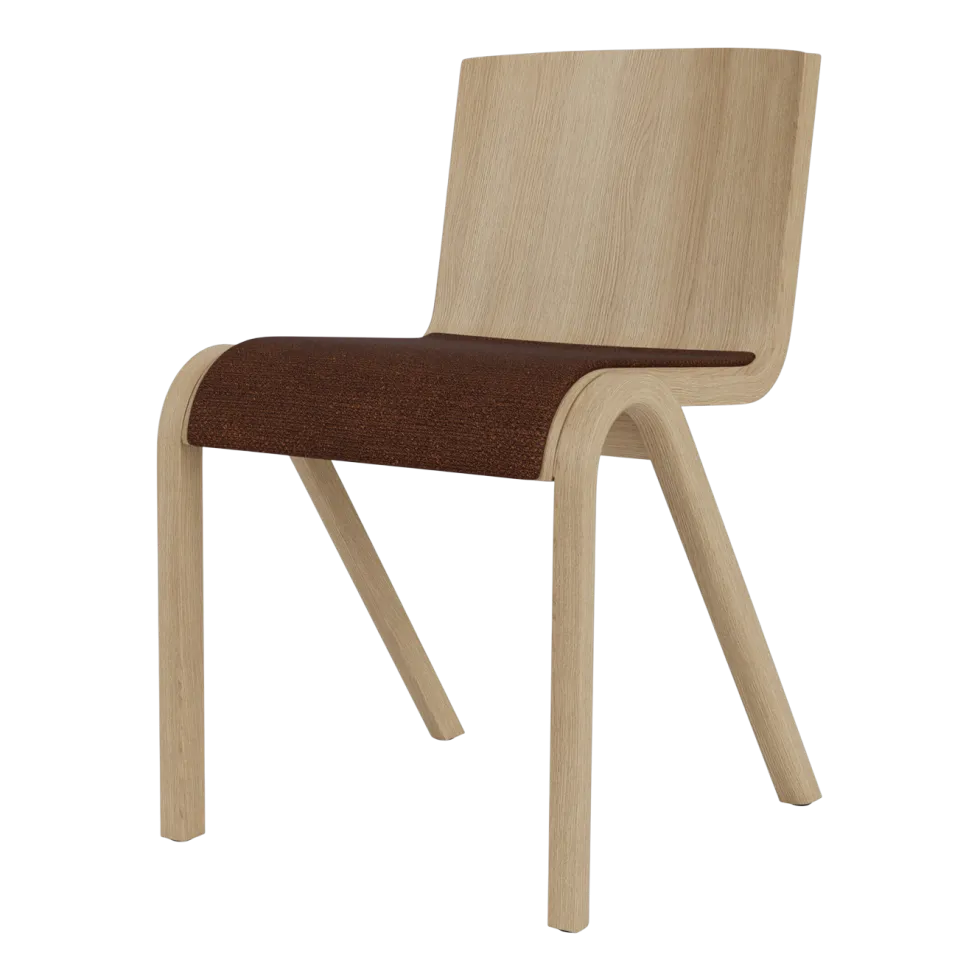 Chaise avec assise rembourrée en chêne naturel et tissu audo bouclé 08 78cm Ready - Audo