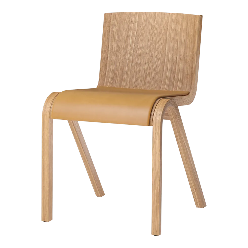 Chaise avec assise rembourrée en chêne naturel et tissu dakar 0250 78cm Ready - Audo