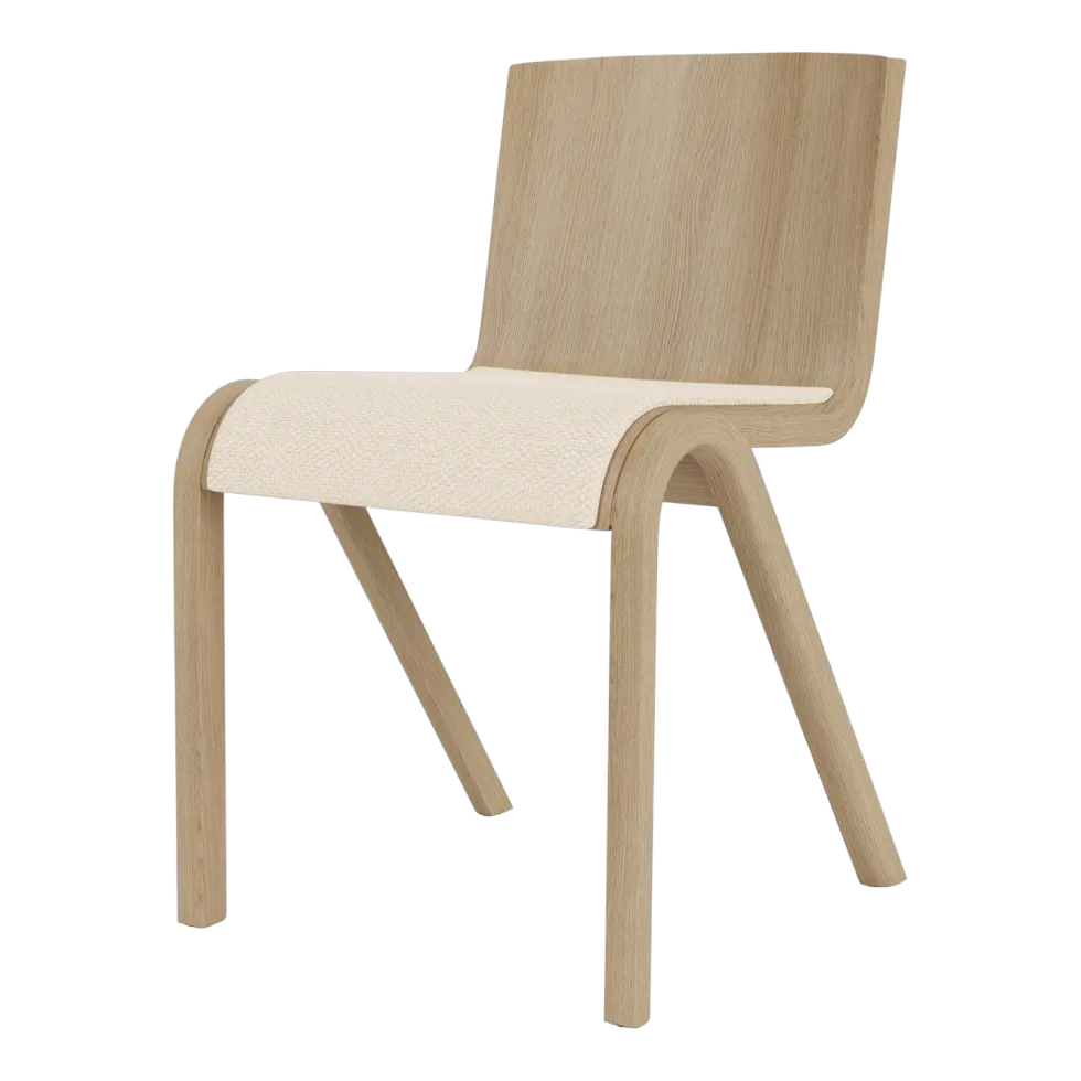 Chaise avec assise rembourrée en chêne naturel et tissu logan jasmine 78cm Ready - Audo