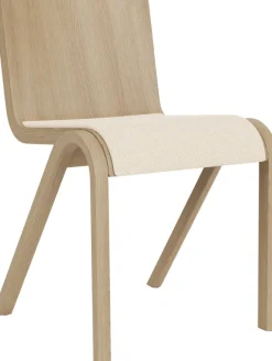 Chaise avec assise rembourrée en chêne naturel et tissu logan jasmine 78cm Ready - Audo