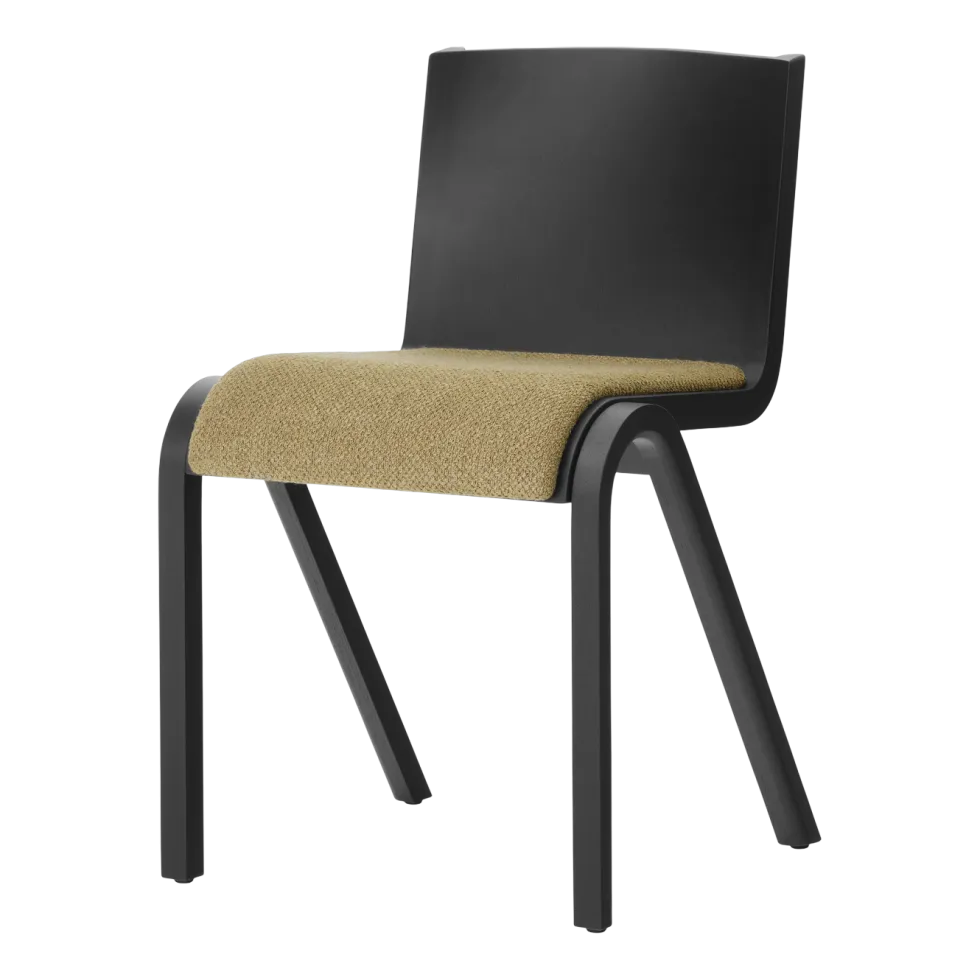 Chaise avec assise rembourrée en chêne noir et tissu audo bouclé 06 78cm Ready - Audo