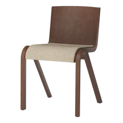 Chaise avec assise rembourrée en chêne teinté rouge et tissu audo bouclé 02 78cm Ready - Audo