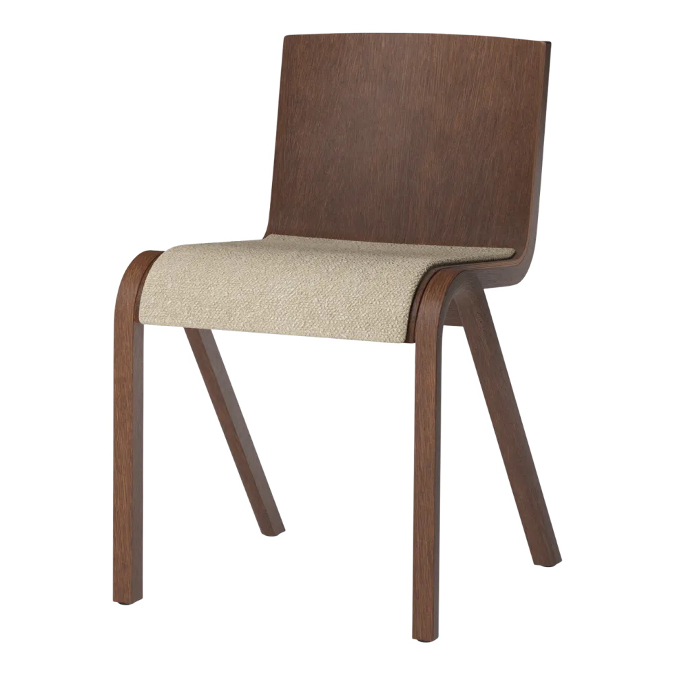 Chaise avec assise rembourrée en chêne teinté rouge et tissu audo bouclé 02 78cm Ready - Audo