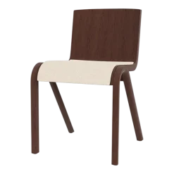 Chaise avec assise rembourrée en chêne teinté rouge et tissu logan jasmine 78cm Ready - Audo