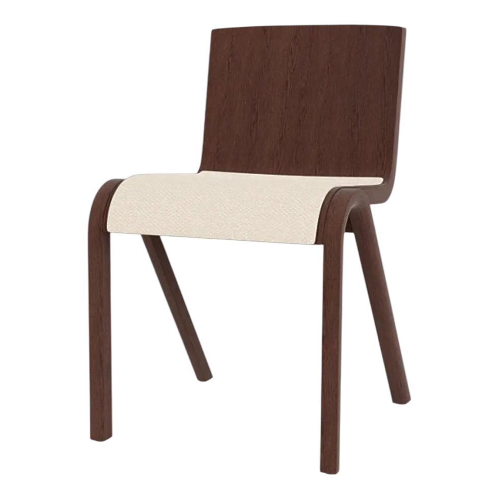 Chaise avec assise rembourrée en chêne teinté rouge et tissu logan jasmine 78cm Ready - Audo