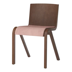 Chaise avec assise rembourrée en chêne teinté rouge et tissu toile 356 78cm Ready - Audo
