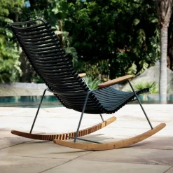 Chaise berçante en métal et plastique bleu clair CLICK - Houe