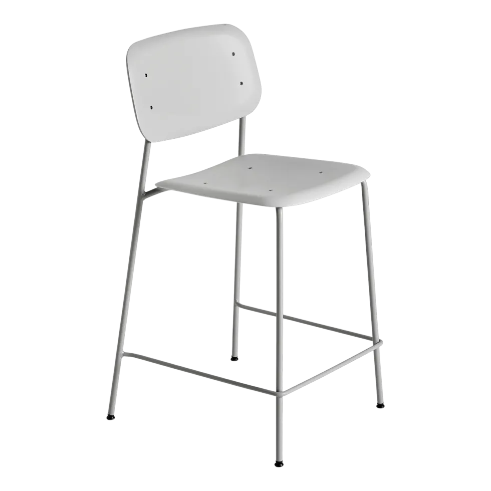 Chaise de bar acier et polypropylène gris doux Soft Edge 98 cm 95 - Hay