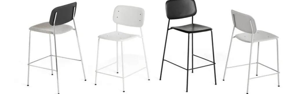 Chaise de bar acier et polypropylène gris doux Soft Edge 98 cm 95 - Hay