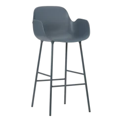 Chaise de bar avec accoudoirs en acier et pp bleu 75 cm Form - Normann Copenhagen