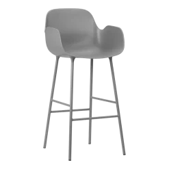 Chaise de bar avec accoudoirs en acier et pp gris 75 cm Form - Normann Copenhagen
