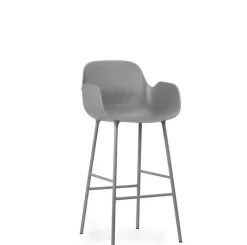 Chaise de bar avec accoudoirs en acier et pp gris 75 cm Form - Normann Copenhagen