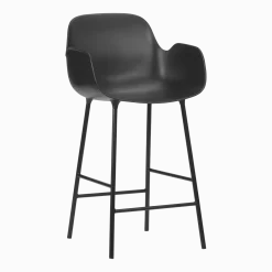Chaise de bar avec accoudoirs en acier et pp noir 65 cm Form - Normann Copenhagen
