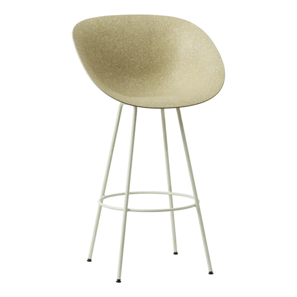 Chaise de bar avec accoudoirs recyclable en chanvre et acier crème 75cm Mat - Normann Copenhagen
