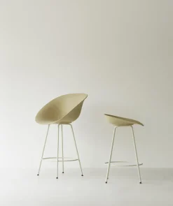 Chaise de bar avec accoudoirs recyclable en chanvre et acier crème 75cm Mat - Normann Copenhagen