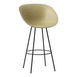 Chaise de bar avec accoudoirs recyclable en chanvre et acier noir 65cm Mat - Normann Copenhagen