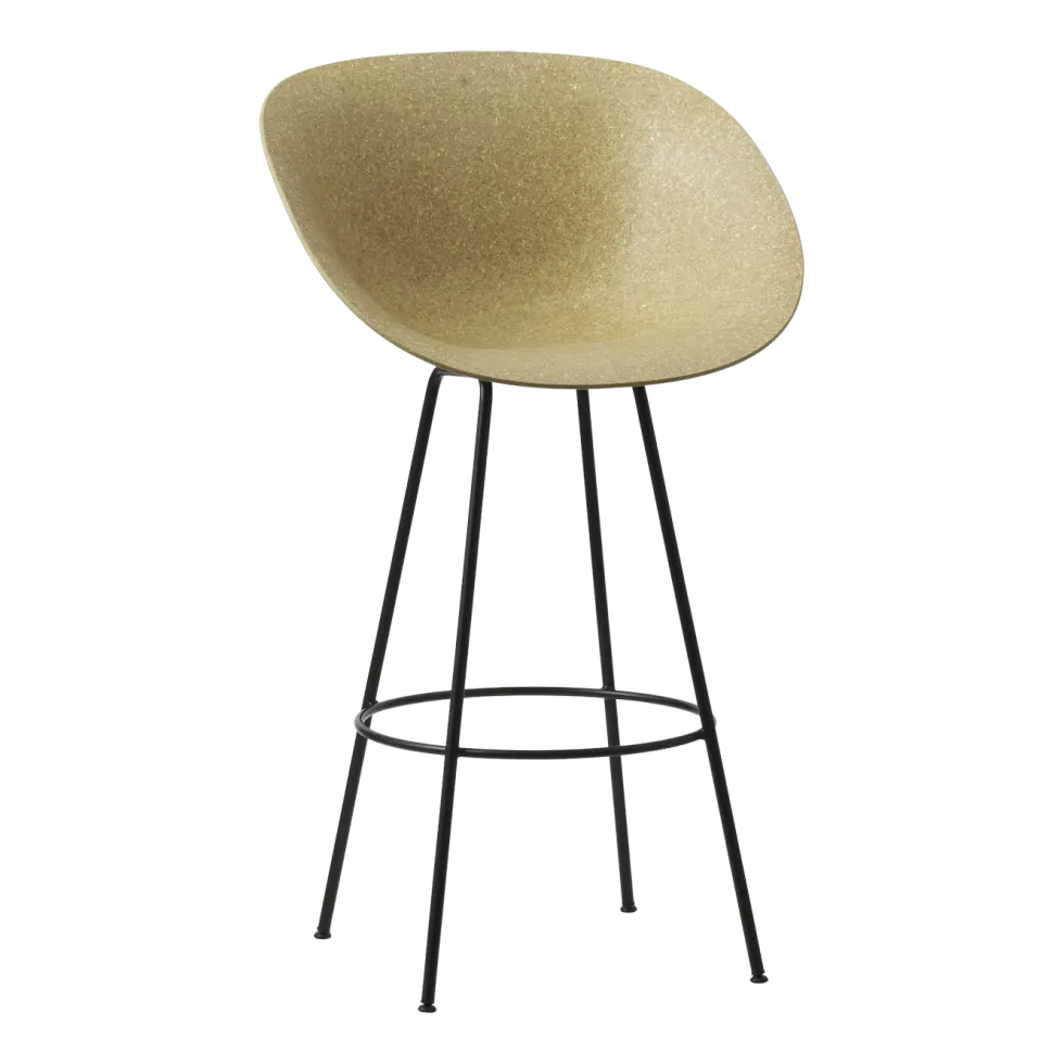 Chaise de bar avec accoudoirs recyclable en chanvre et acier noir 65cm Mat - Normann Copenhagen