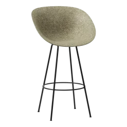 Chaise de bar avec accoudoirs recyclable en herbes marines et acier noir 65cm Mat - Normann Copenhagen