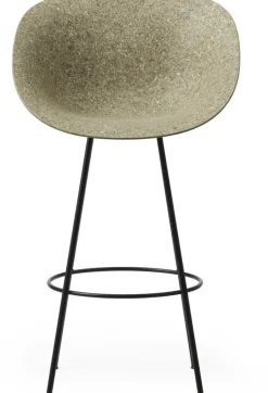 Chaise de bar avec accoudoirs recyclable en herbes marines et acier noir 75cm Mat - Normann Copenhagen