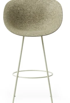 Chaise de bar avec accoudoirs recyclable en herbes marines et acier crème 75cm Mat - Normann Copenhagen