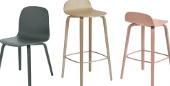 Chaise de bar 65 cm blanc et chêne naturel Visu - Muuto