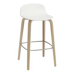 Chaise de bar 65 cm blanc et chêne naturel Visu - Muuto