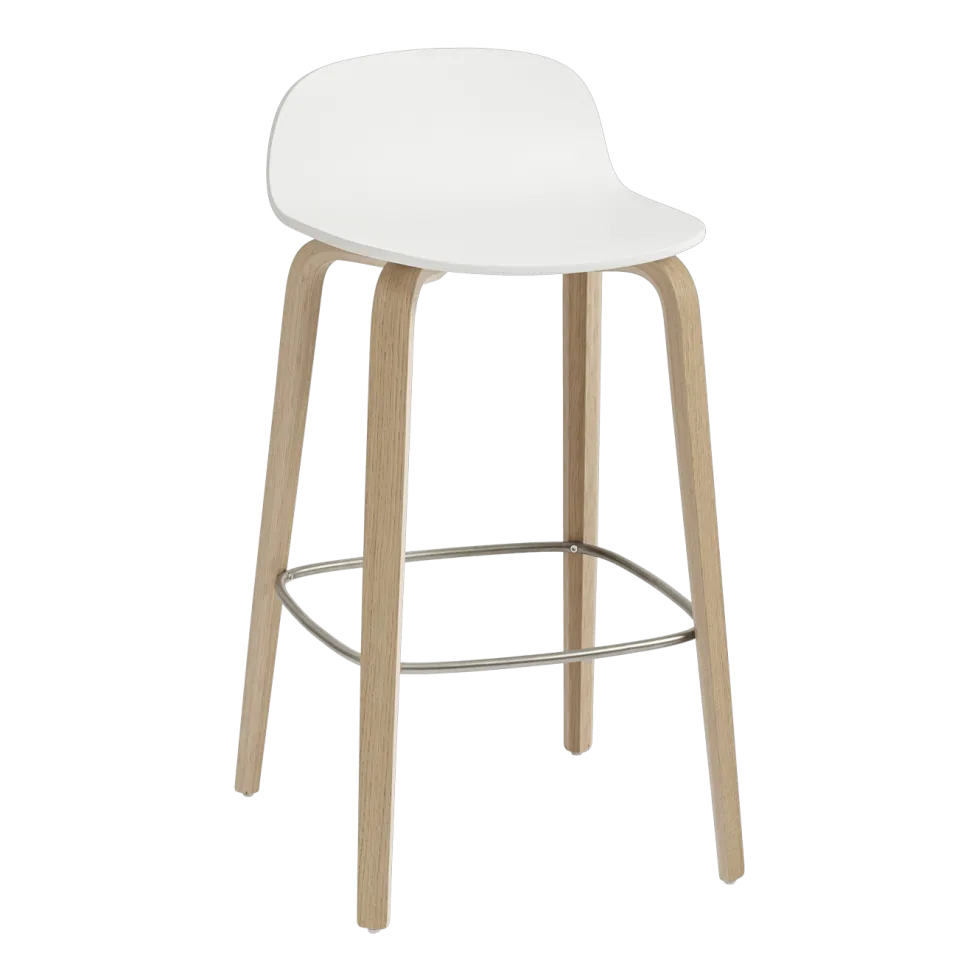 Chaise de bar 65 cm blanc et chêne naturel Visu - Muuto