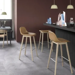 Chaise de bar 75 cm blanche piétement tubes Fiber - Muuto