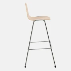 Chaise de bar 75 cm en bois naturel et cadre argenté Touchwood - Hem