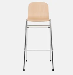 Chaise de bar 75 cm en bois naturel et cadre argenté Touchwood - Hem