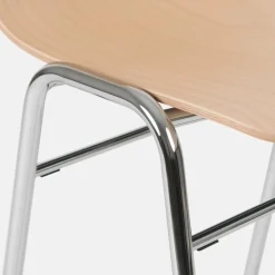 Chaise de bar 75 cm en bois naturel et cadre argenté Touchwood - Hem